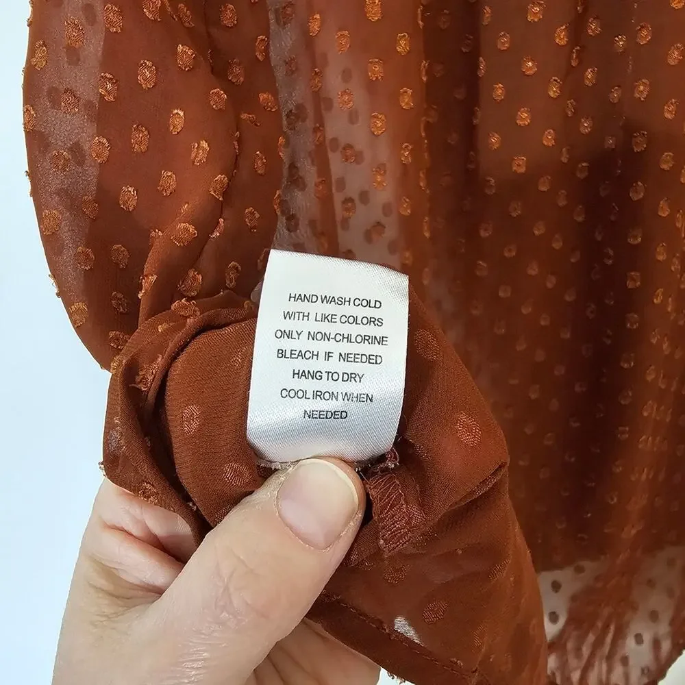 Daniel Rainn Rust Crochet Trim Sleevless Blouse - Picture 7 of 7